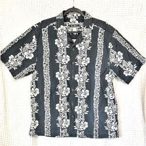 OP Hawaiian Shirt Mens Medium Pineapple Floral‎ Print Button Down Aloha